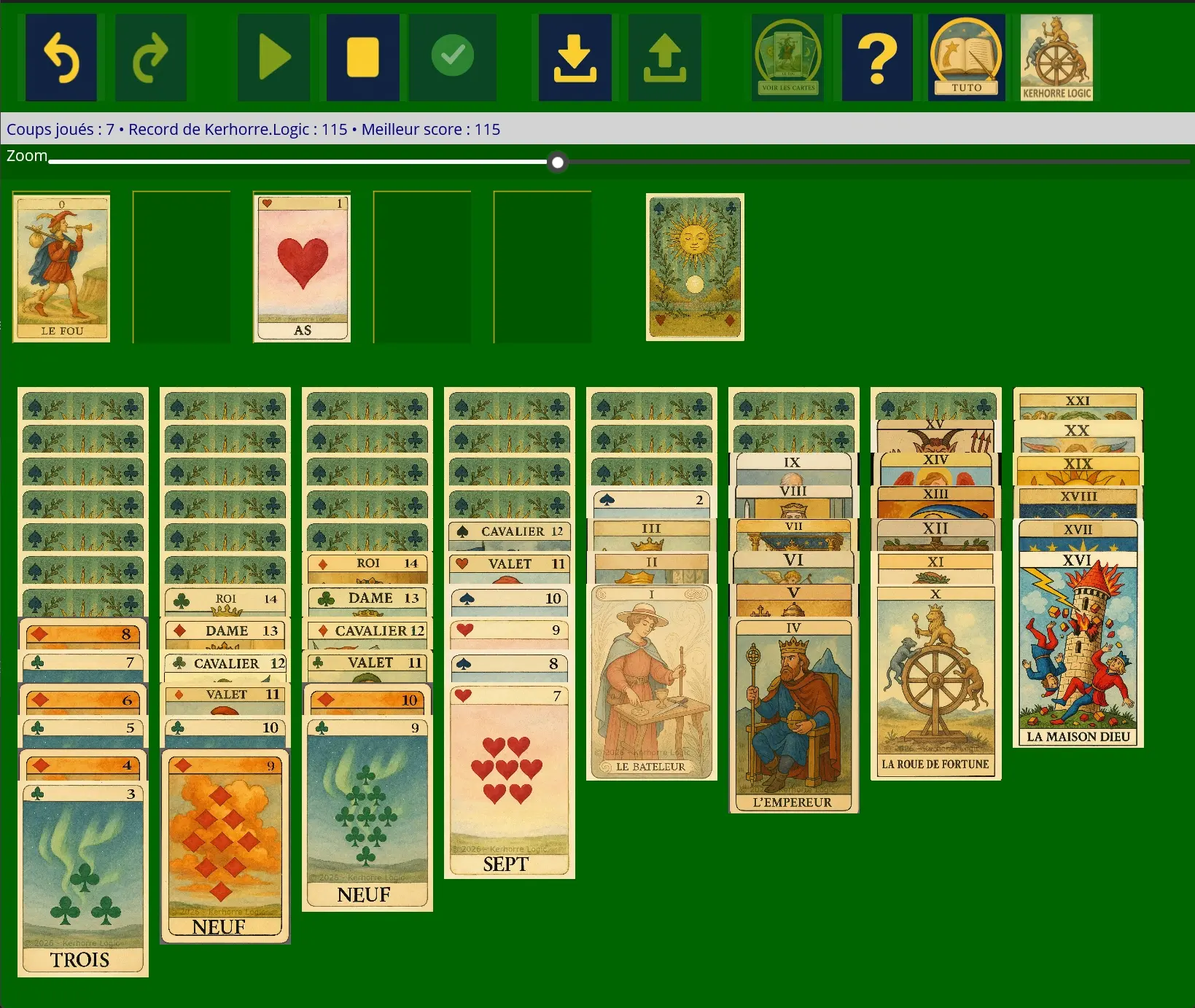 Partie de Tarot Solitaire en cours